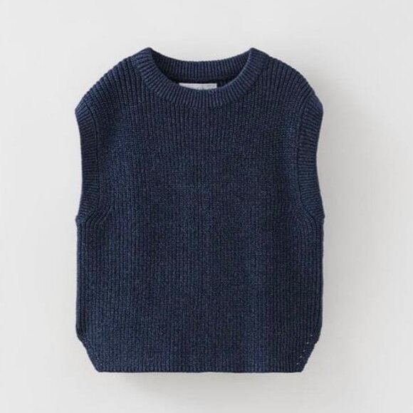 Zara Sweaters - ZARA Kids' Knitted Sweater Vest Size 13-14 In Navy